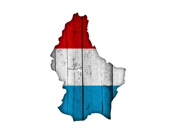Karta och flaggan av Luxembourg på weathered trä — Stockfoto