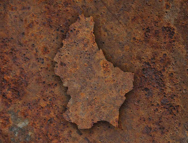 Map of Luxembourg on rusty metal — Stock Photo, Image