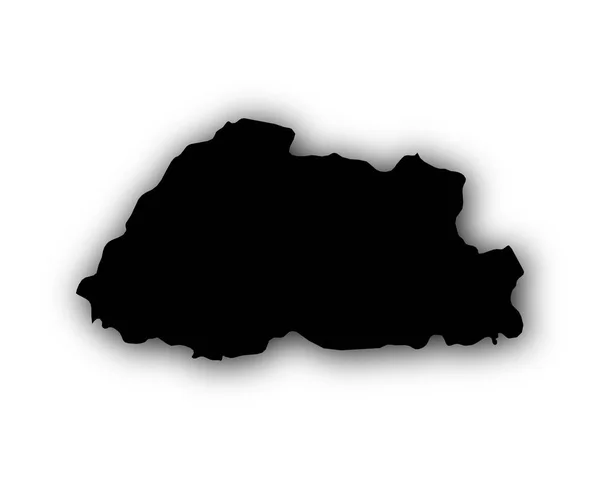 シャドウとブータンの地図 — ストックベクタ