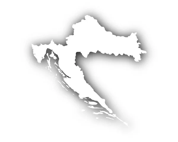 Carte de Croatie avec ombre — Image vectorielle