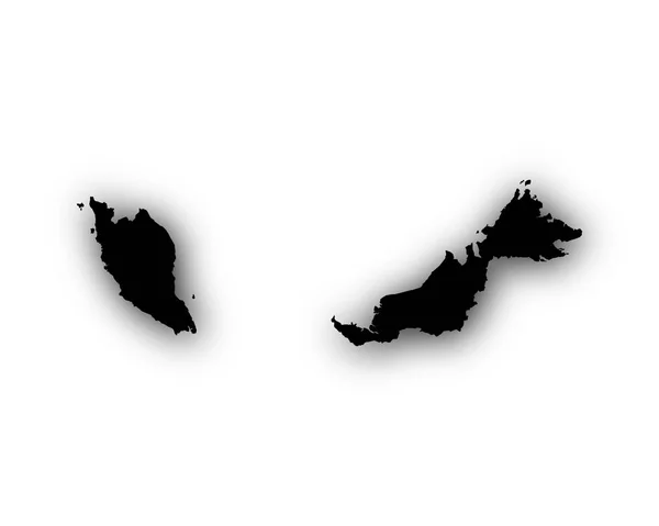 Carte de Malaisie avec ombre — Image vectorielle