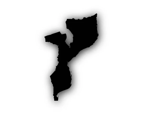 Karta över Moçambique med skugga — Stock vektor