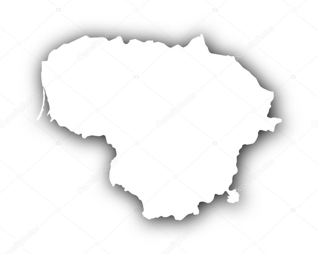 Map of Lithuania with shadow