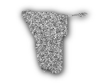 Namibya haritası üzerinde haşhaş tohumu