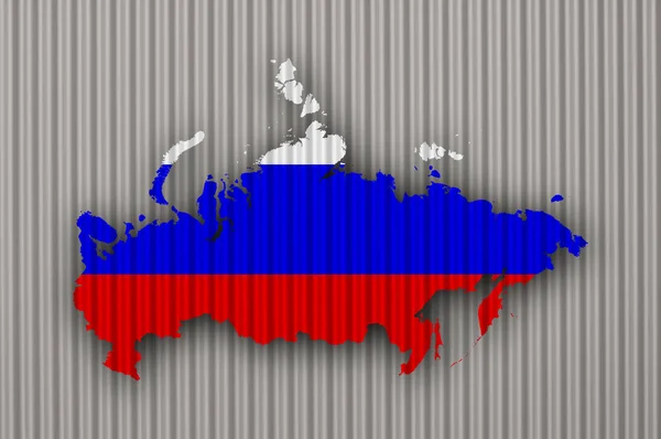 Карта і прапор Росії на хвилястий заліза — стокове фото