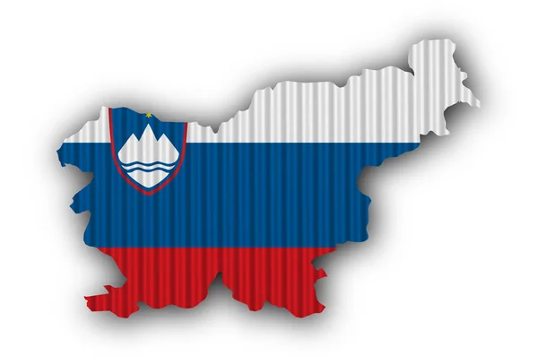 Карта і Прапор Словенії на хвилястий заліза — стокове фото