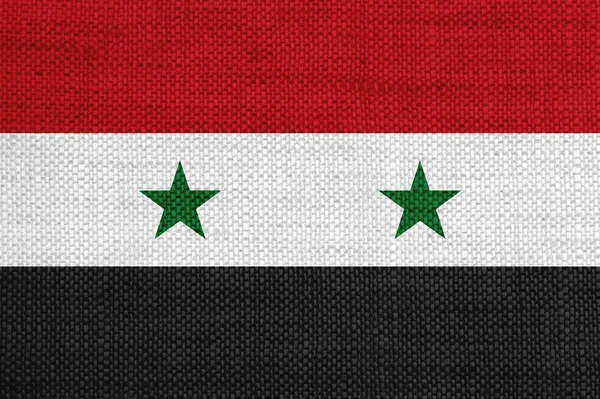 Drapeau de Syrie sur vieux lin — Photo