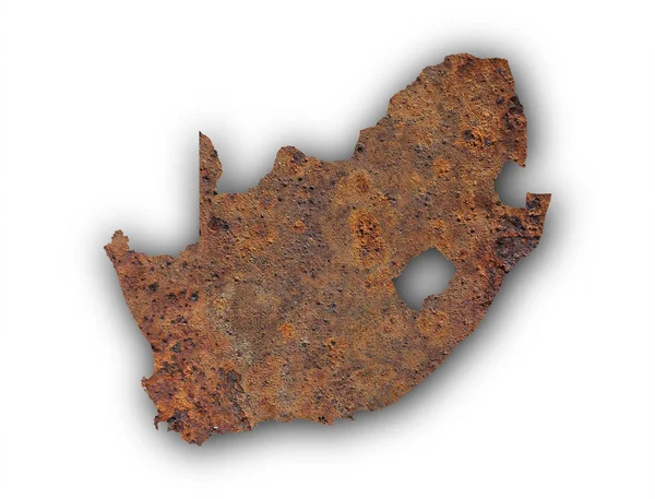 Mapa de Sudáfrica en metal oxidado — Foto de Stock