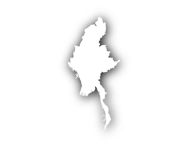 Carte du Myanmar avec ombre — Image vectorielle