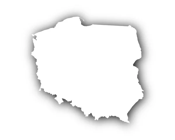 Karta över Polen med skugga — Stock vektor