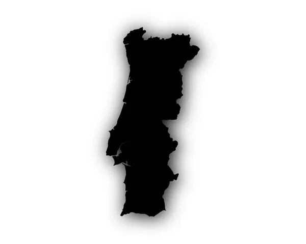 Carte du Portugal avec ombre — Image vectorielle