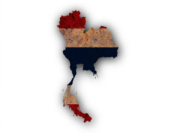 Harita ve paslı metal Tayland bayrağı — Stok fotoğraf