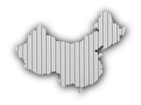 Carte de la Chine sur tôle ondulée — Photo