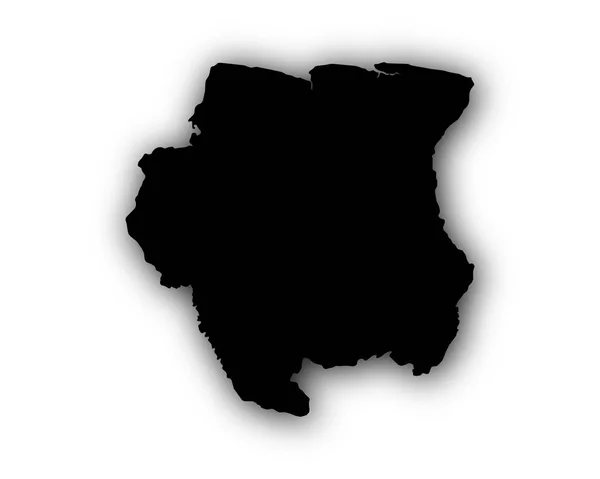 Mappa del Suriname con ombra — Vettoriale Stock