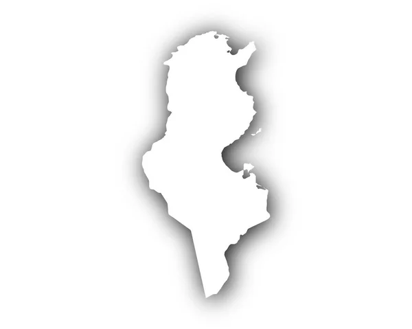 Carte de Tunisie avec ombre — Image vectorielle