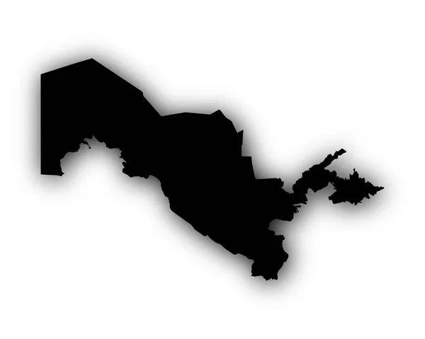 Χάρτης Ουζμπεκιστάν με σκιά — Διανυσματικό Αρχείο