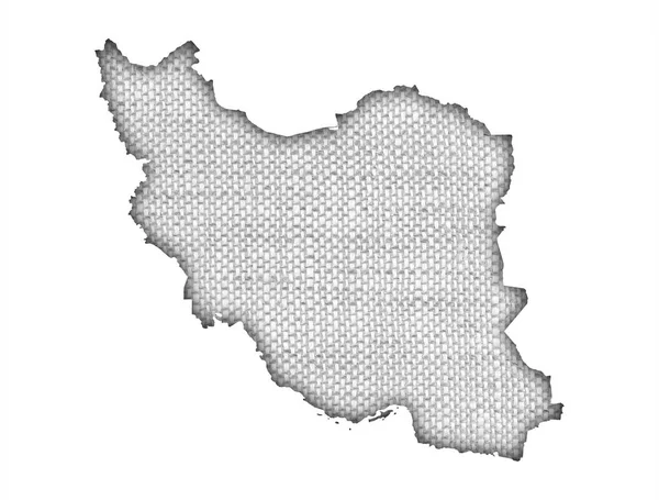 Kaart van Iran op oude linnen — Stockfoto