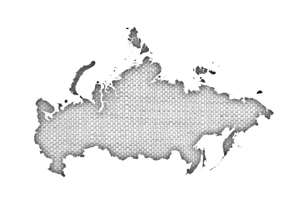 Map of Russia on old linen — Stock Photo, Image