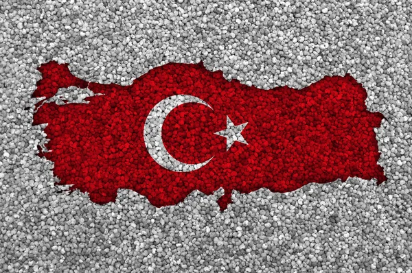 Peta dan bendera Turki pada biji poppy — Stok Foto