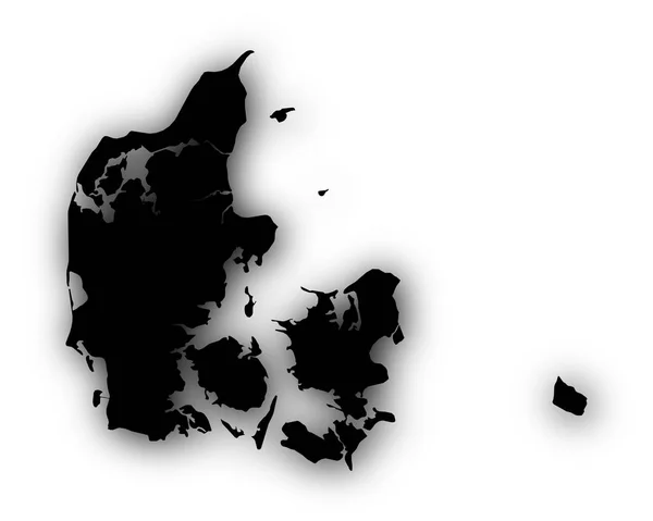 Карта Дании с тенью — стоковый вектор