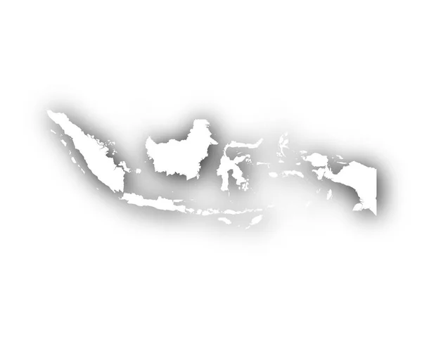 Mappa dell'Indonesia con ombra — Vettoriale Stock