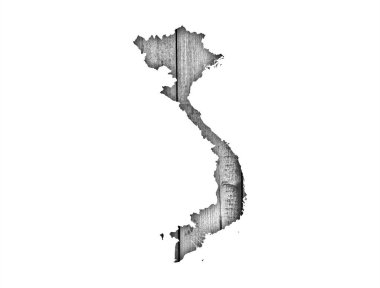 Vietnam Haritası yıpranmış ahşap üzerine
