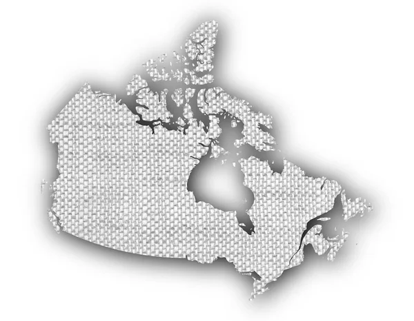 Mapa do Canadá em linho velho — Fotografia de Stock