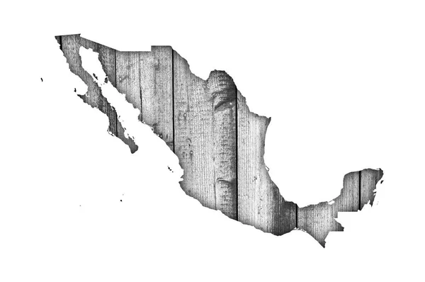 Karte von Mexiko auf verwittertem Holz — Stockfoto