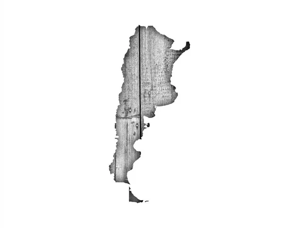 風化した木材にアルゼンチンの地図 — ストック写真