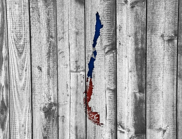 Карта Чили на выветренной древесине — стоковое фото