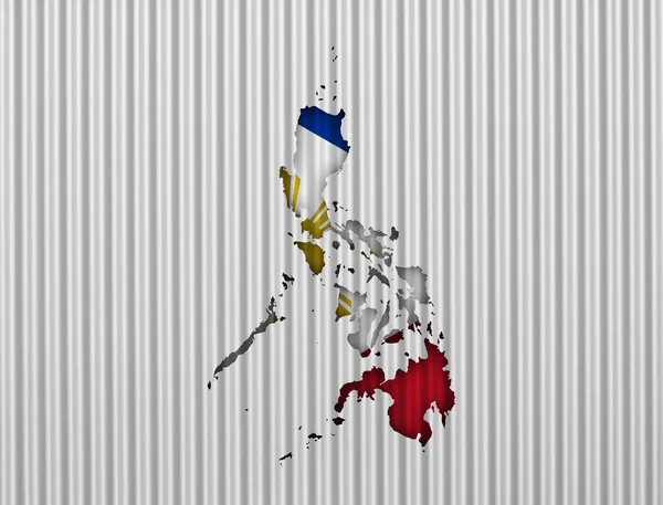 Carte et drapeau des Philippines sur tôle ondulée — Photo