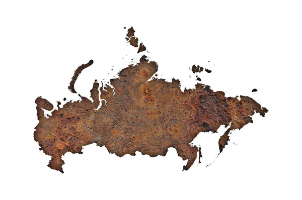 Rozsdás fém Oroszország Térkép — Stock Fotó