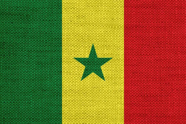 Bandeira do Senegal em linho velho — Fotografia de Stock