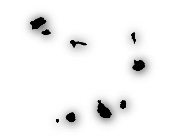 Carte du Cap Vert avec ombre — Image vectorielle