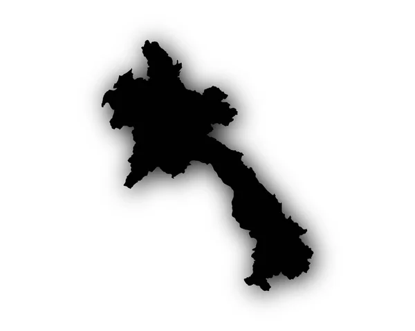 Karta över Laos med skugga — Stock vektor