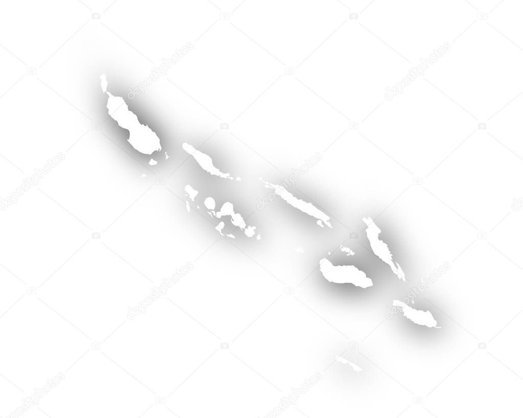 Map of the Solomon Islands with shadow