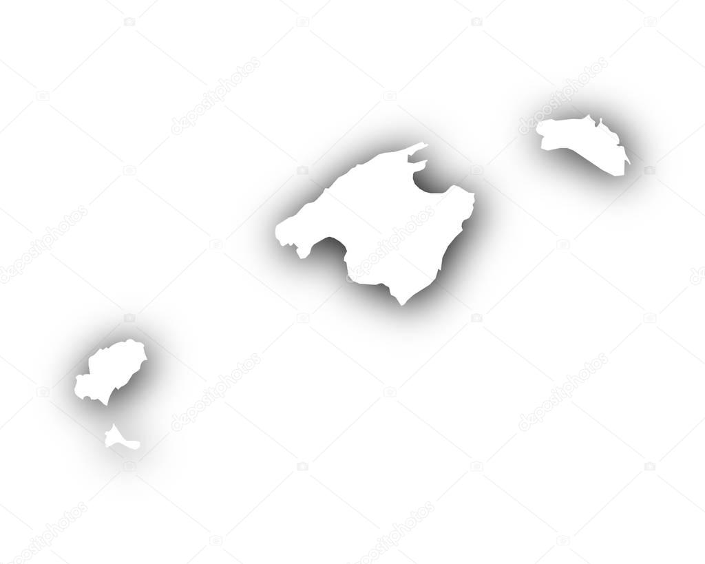 Map of the Balearic Islands with shadow