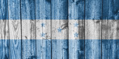 Honduras bayrağı yıpranmış ahşap üzerine