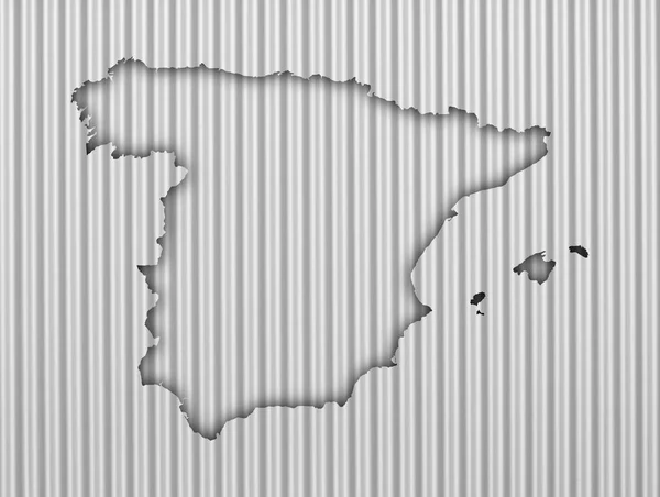 Mapa da Espanha sobre ferro ondulado — Fotografia de Stock