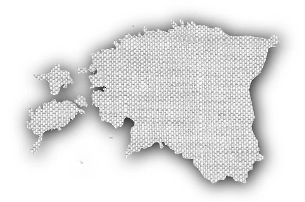 Mapa da Estônia em linho velho — Fotografia de Stock