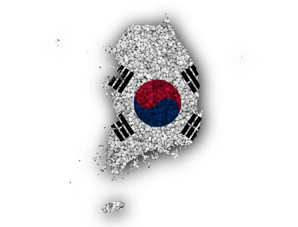 Карта і Прапор Південної Кореї — стокове фото