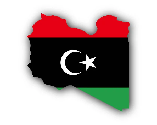 지도 및 리비아의 국기 — 스톡 벡터