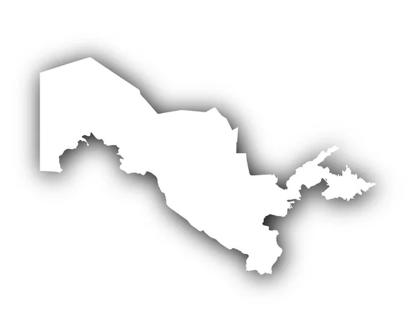 Mapa de Uzbekistán con sombra — Vector de stock