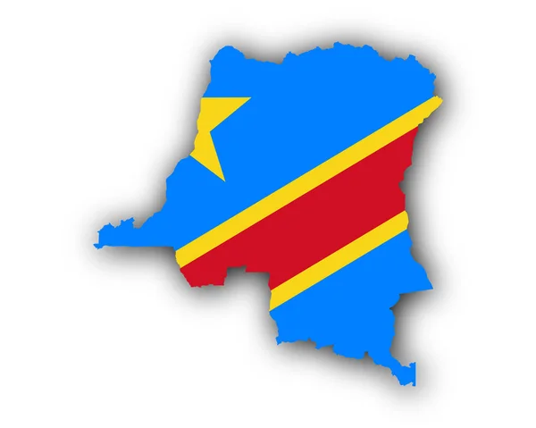 Carte et drapeau de la République démocratique du Congo — Image vectorielle