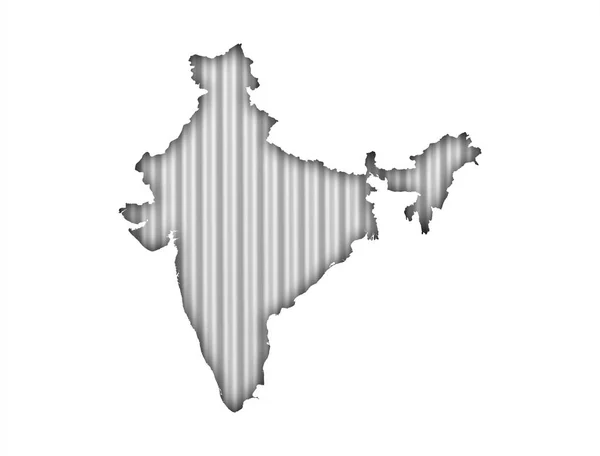 Mapa da Índia sobre ferro ondulado — Fotografia de Stock