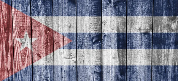 Flag of Cuba on weathered wood — Stock Photo, Image