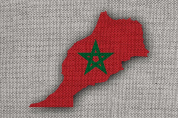 Carte et drapeau du Maroc sur vieux draps — Photo