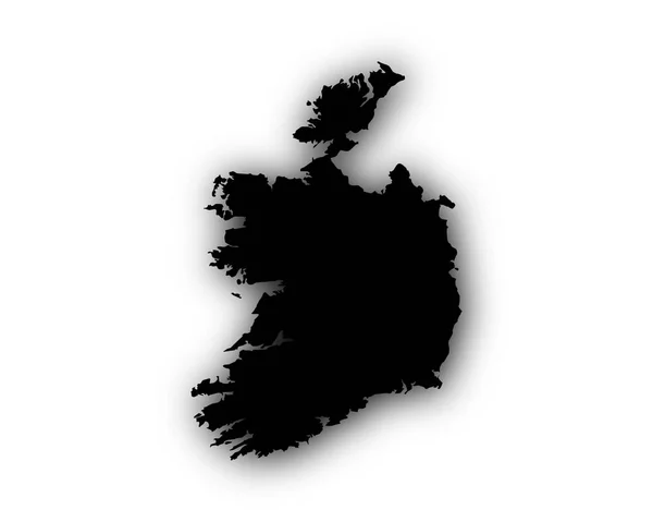 Carte de l'Irlande avec ombre — Image vectorielle