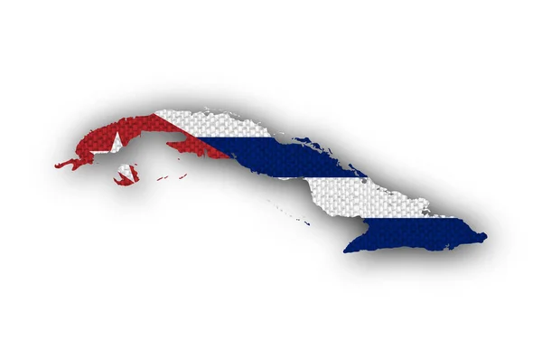 Carte et drapeau de Cuba sur vieux draps — Photo