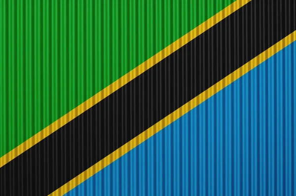 坦桑尼亚在漂亮的色彩带纹理的旗帜 — 图库照片